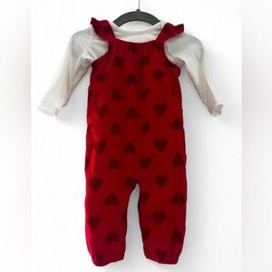Cat & Jack Corduroy Romper with Red Hearts Print